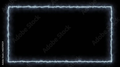 White fire flame line glowing, abstract glowing neon line frame, power energy light line frame background	