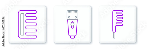 Set line Hairbrush, and Electrical hair clipper or shaver icon. Vector