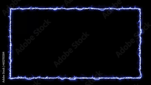 Blue fire flame line glowing, abstract glowing neon line frame, power energy light line frame background	