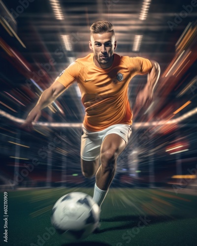 soccer player kicking ball - Generated by Generative AI © IronStl