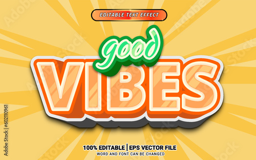 good vibes 3d summer text effect design