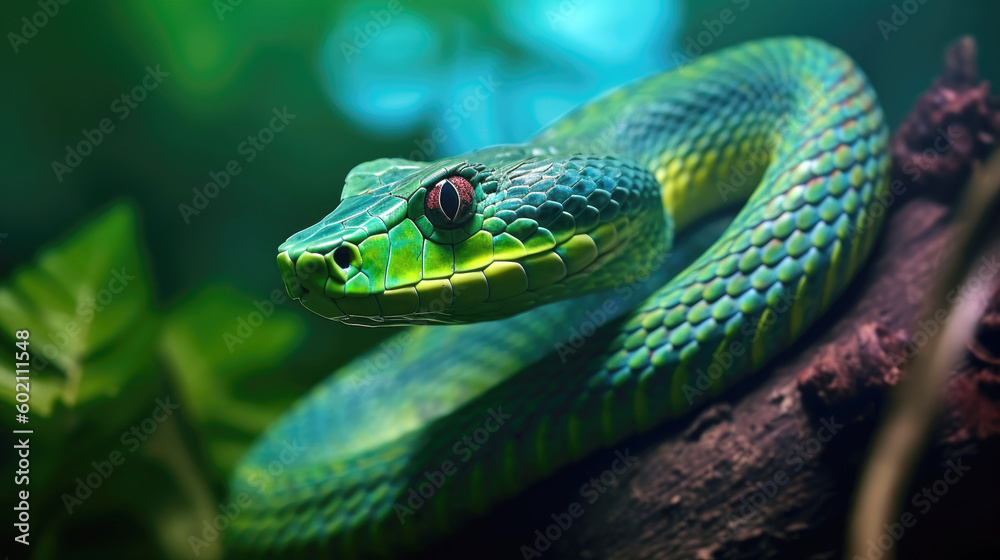 Sri Lankan Green Vine Snake. Generative AI Sri Lankan Green Vine Snake. Generative AI