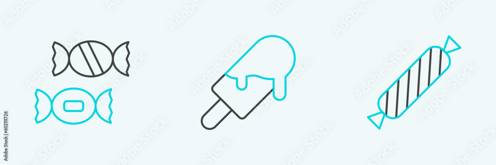 Set line Candy, and Ice cream icon. Vector Set line Candy, and Ice cream icon. Vector