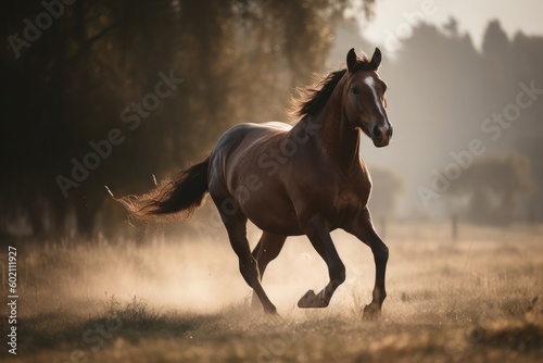 beauty and energy of a strong and athletic horse in full motion