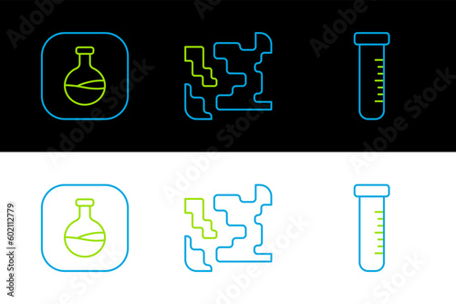 Set line Test tube and flask, and Gaseous icon. Vector