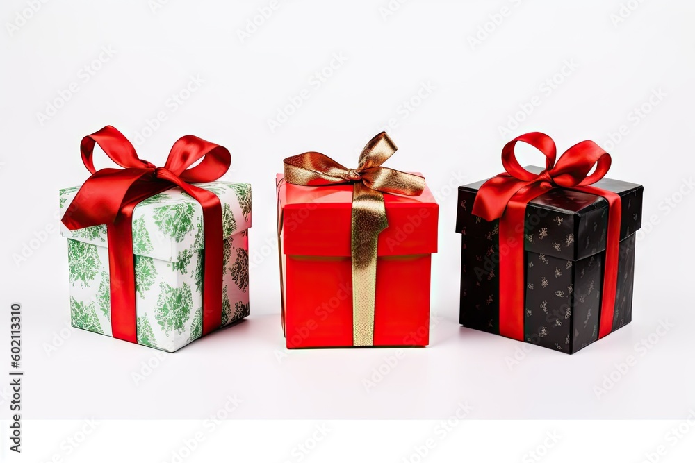 Gift Box on White Background for Holidays, Birthdays and Celebrations. Decoration Design Isolated for Christmas Xmas Anniversary and Greeting. Generative AI illustrations. Gift Box on White Background for Holidays, Birthdays and Celebrations. Decoration Design Isolated for Christmas Xmas Anniversary and Greeting. Generative AI illustrations.