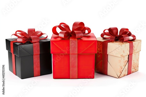 Gift Box on White Background for Holidays, Birthdays and Celebrations. Decoration Design Isolated for Christmas Xmas Anniversary and Greeting. Generative AI illustrations.