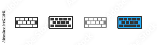 Keyboard icon on light background. Smartphone keypad symbol. Wireless modern PC keyboard, laptop, ui, qwerty, enter, esc buttons. Flat and colored style. Flat design. Vector illustration. photo