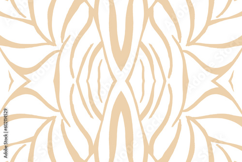 Folk Vector Ikat Print Boho. Milk Chocolate Graphic Kaleidoscope. Apparel Hippie Bohemian. Beige Tapestry Hand made. Scarf Geometric Trendy. Vintage Design. Beige Abstract Mosaic.