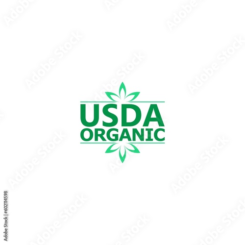 USDA organic certified stamp symbol no GMO icon isolated on white background