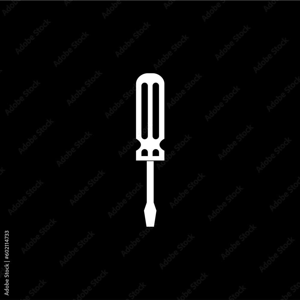 Screwdriver icon isolated on black background Screwdriver icon isolated on black background