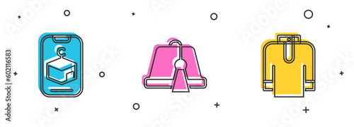 Set Star and crescent, Turkish hat and Shirt kurta icon. Vector