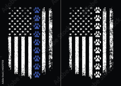 K9 Paw Thin Blue Line Flag Design