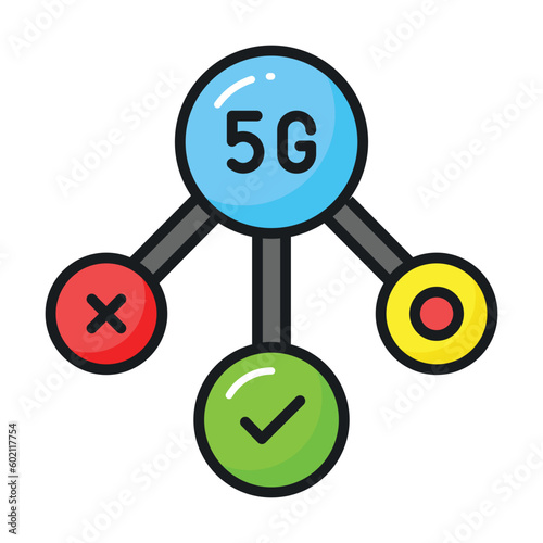 Check this carefully crafted 5G Technology icon in trendy style, premium vector