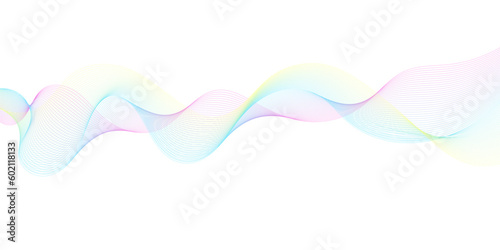 Abstract wave of the blue and other colored blend lines. Abstract blue smooth wave background. Dynamic sound wave isolated. Creative line art. Vector illustration.