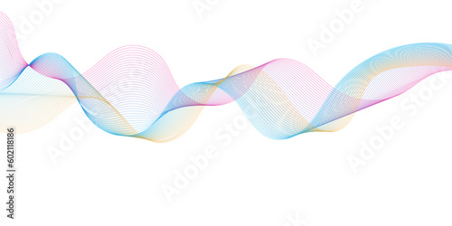 Fototapeta Naklejka Na Ścianę i Meble -  Abstract wave of the blue and other colored blend lines. Abstract blue smooth wave background. Dynamic sound wave isolated. Creative line art. Vector illustration.