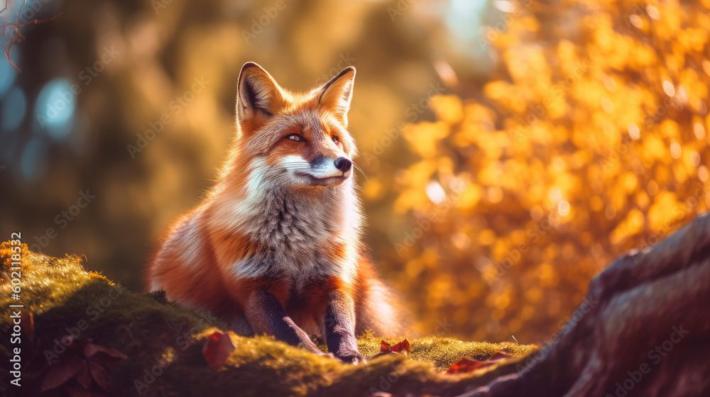Naklejka premium Red Fox. Generative AI