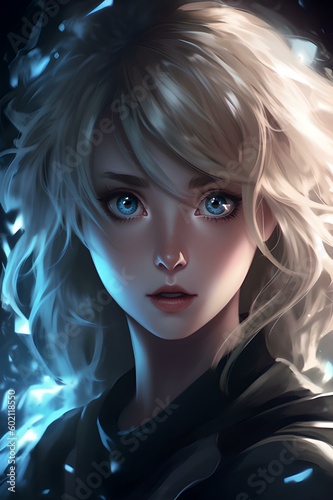 Anime Girl with blonde hair and blue Eyes. Inspiration for Anime,