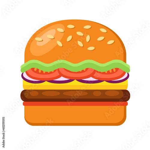 Burger illustration as an isolated element. Fast food icon