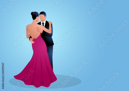 Vector illustration of a dancing couple
