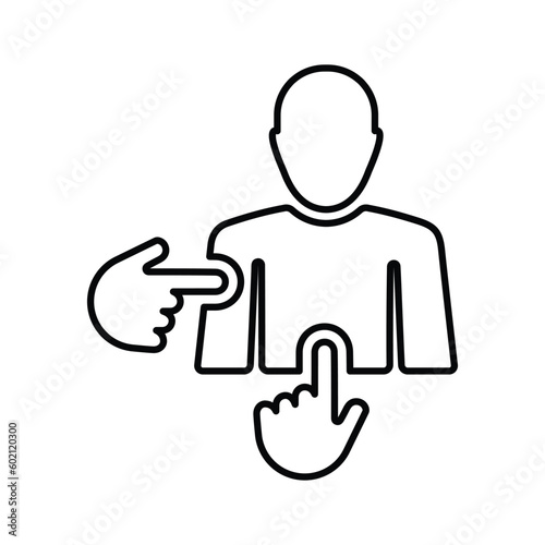 Accusation, allegation icon. Line, outline design.