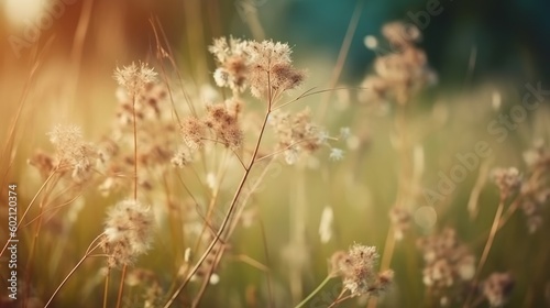 Grass flower in soft focus and blurred with vintage style for background Generative AI