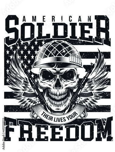 Fototapeta Naklejka Na Ścianę i Meble -  American Soldier T-Shirt design