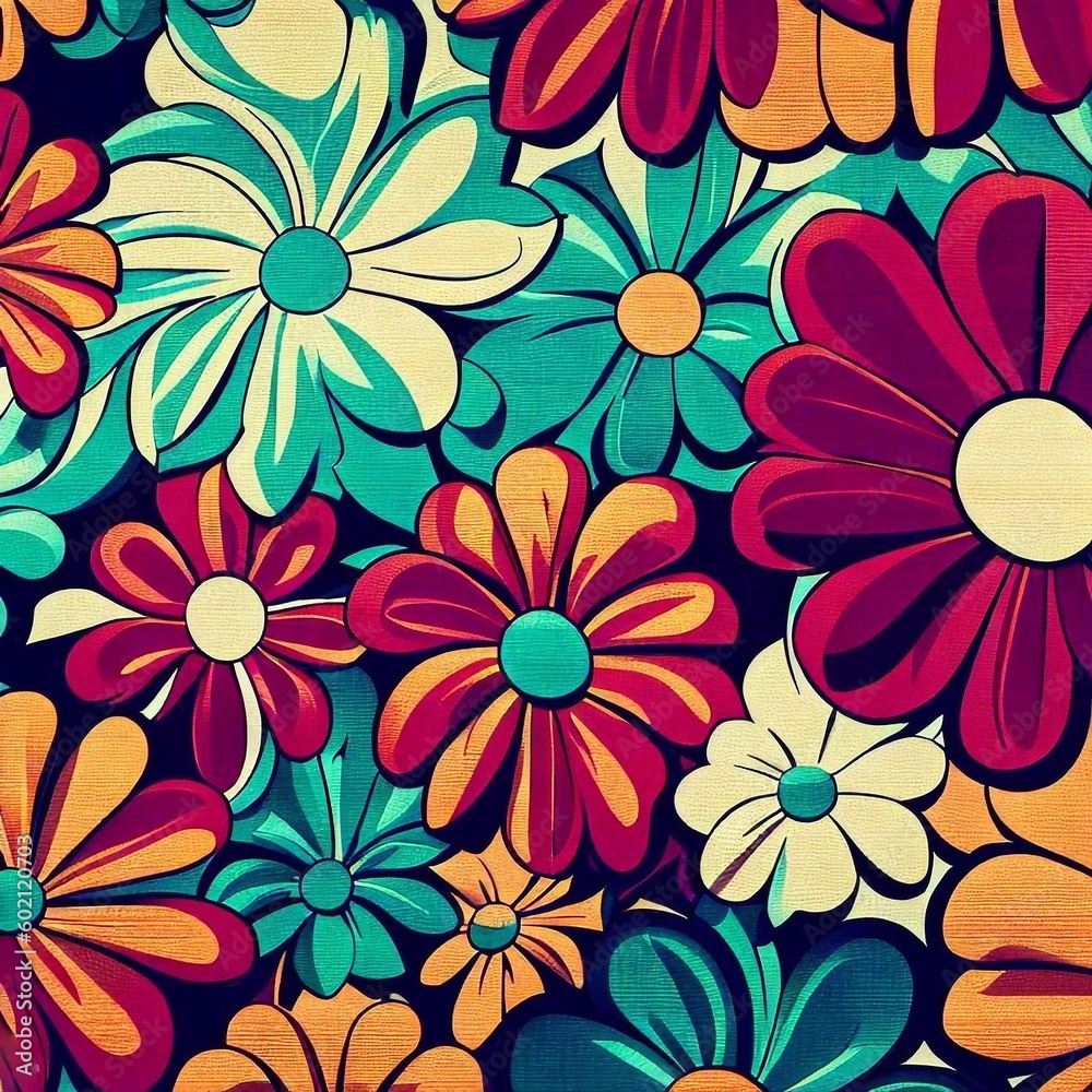 retro-inspired pattern with bold floral motifs retro-inspired pattern with bold floral motifs
