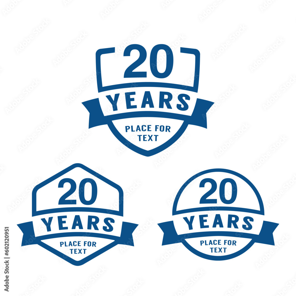 20 years anniversary celebration logotype. 20th anniversary logo collection. Set of anniversary design template. Vector illustration.