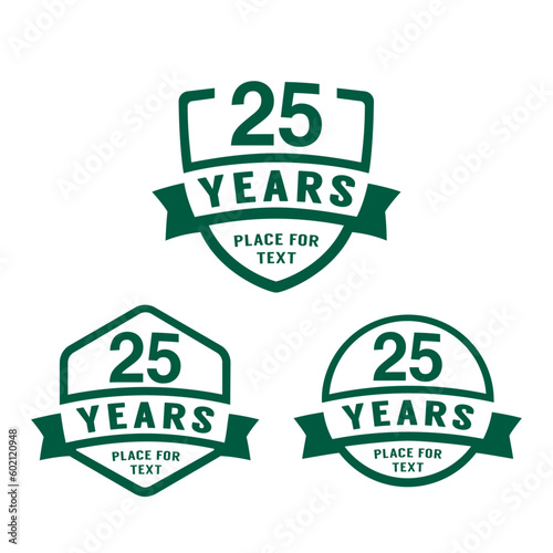 25 years anniversary celebration logotype. 25th anniversary logo collection. Set of anniversary design template. Vector illustration.