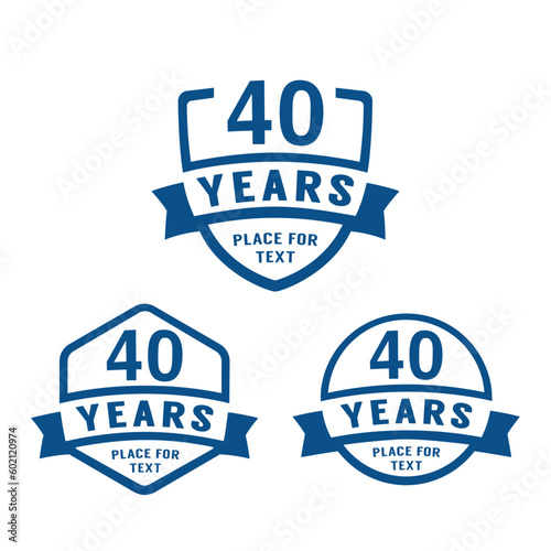 40 years anniversary celebration logotype. 40th anniversary logo collection. Set of anniversary design template. Vector illustration.