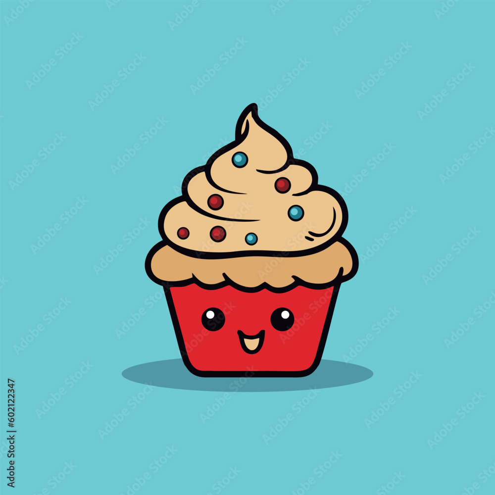 cute cupcake characters in trendy Kawaii style. Banner, card, poster design for bakery and cafe. cute cupcake characters in trendy Kawaii style. Banner, card, poster design for bakery and cafe.