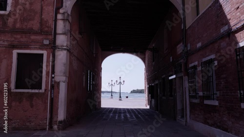 Wallpaper Mural arch passway to waterfront and sailing ship on sea in Venice Torontodigital.ca