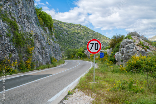 Road in the mountains along the Bay of Kotor