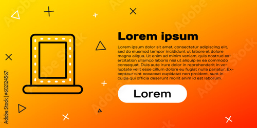 Line Makeup mirror with lights icon isolated on yellow background. Colorful outline concept. Vector