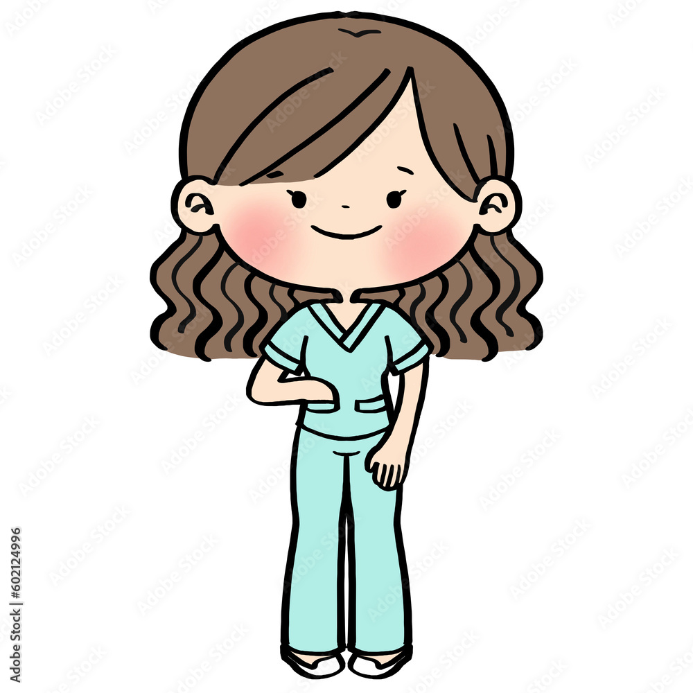 Nurse and doctor in light green scrubs suit