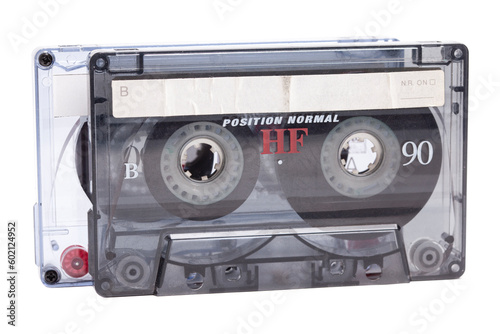 Audio cassette tape isolated on white background.