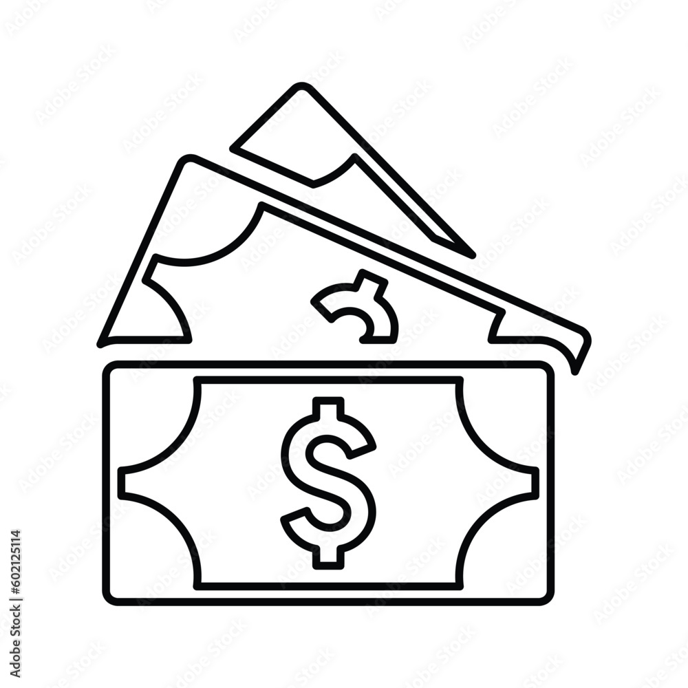 Accrual, cash, currency icon. Line, outline design. Accrual, cash, currency icon. Line, outline design.