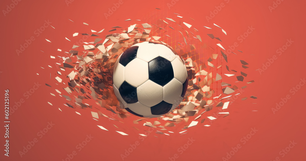 Graphic banner of a soccer ball, contemporary design. Generative Ai. 
