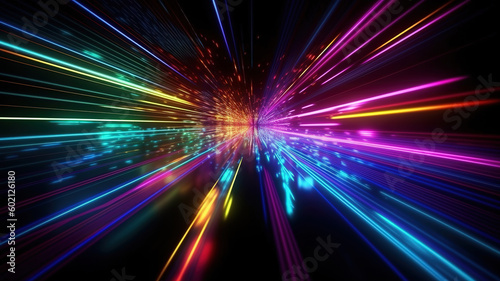 Speed of digital lights background, Bright color. Generative ai