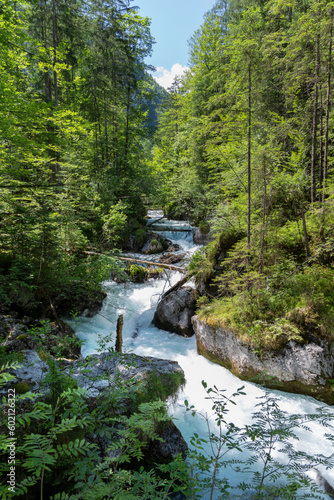 River near Hallstatt in summer, Austria