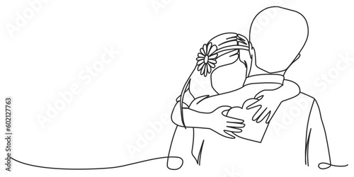 Father and daughter line art illustration, fathers day line art style vector illustration