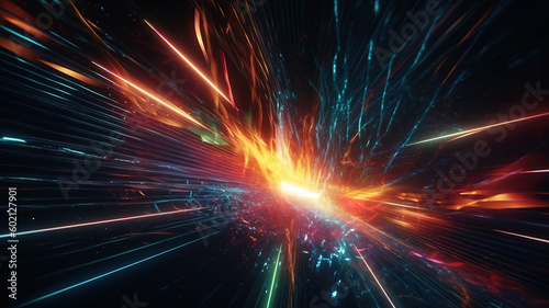 Cosmic hyperspace background. Speed of light  Hyper jump into another galaxy. Generative ai