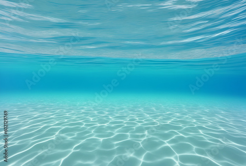underwater view in shallow sea water and sunlight reflections generative AI illustration