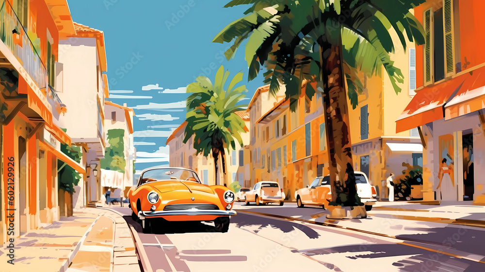 Beautiful summer day in a small town by the sea