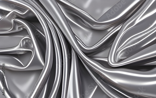 Metallic silver silk background. Generative AI