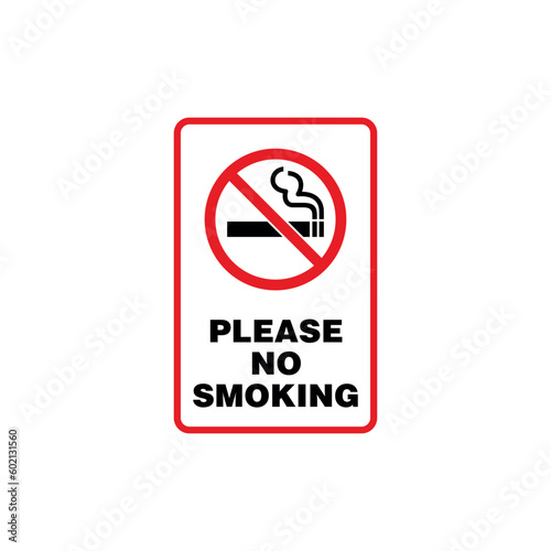 No Smoking Area Sign Placard Vector Template