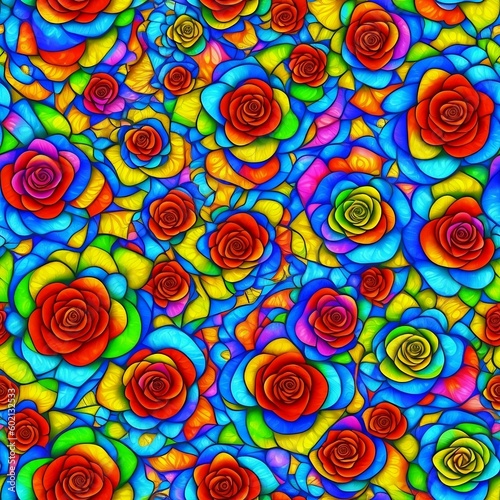 Seamless pattern with beautiful roses. Generative AI