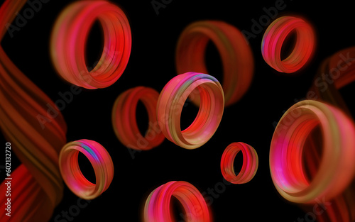 3D colorful abstract lens and rubber background