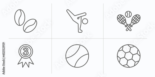 sports outline icons set. thin line icons such as brazilian, capoeira, tennis game, third, tennis sport ball, football ball vector.